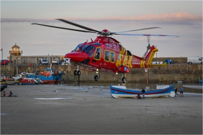 Air Ambulance Landing in St Ives-